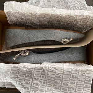 Steve Madden Elina Denim Rhinestone Bow Pointed Toe Flats